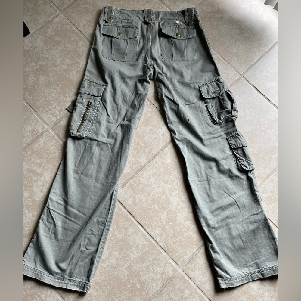 Y2k Hollister sage green cargo khaki low rise flare jeans - Picture 7 of 16